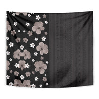 Hawaii Hibiscus and Plumeria Flowers Tapestry Tapa Tribal Pattern Half Style Grayscale Mode LT03 - Polynesian Pride