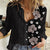 Hawaii Hibiscus and Plumeria Flowers Women Casual Shirt Tapa Tribal Pattern Half Style Grayscale Mode