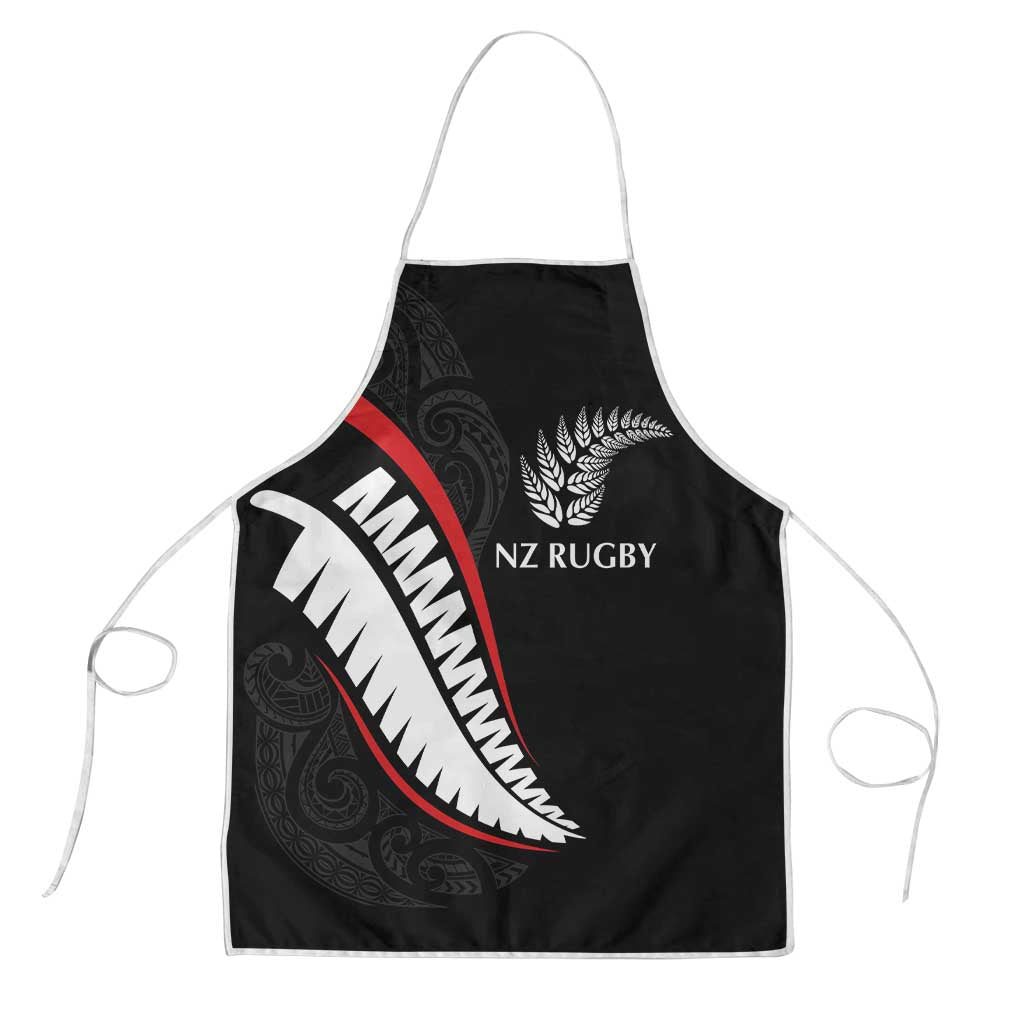 New Zealand Rugby Apron Sporty Silver Fern Shape with Maori Tattoos - Polynesian Pride