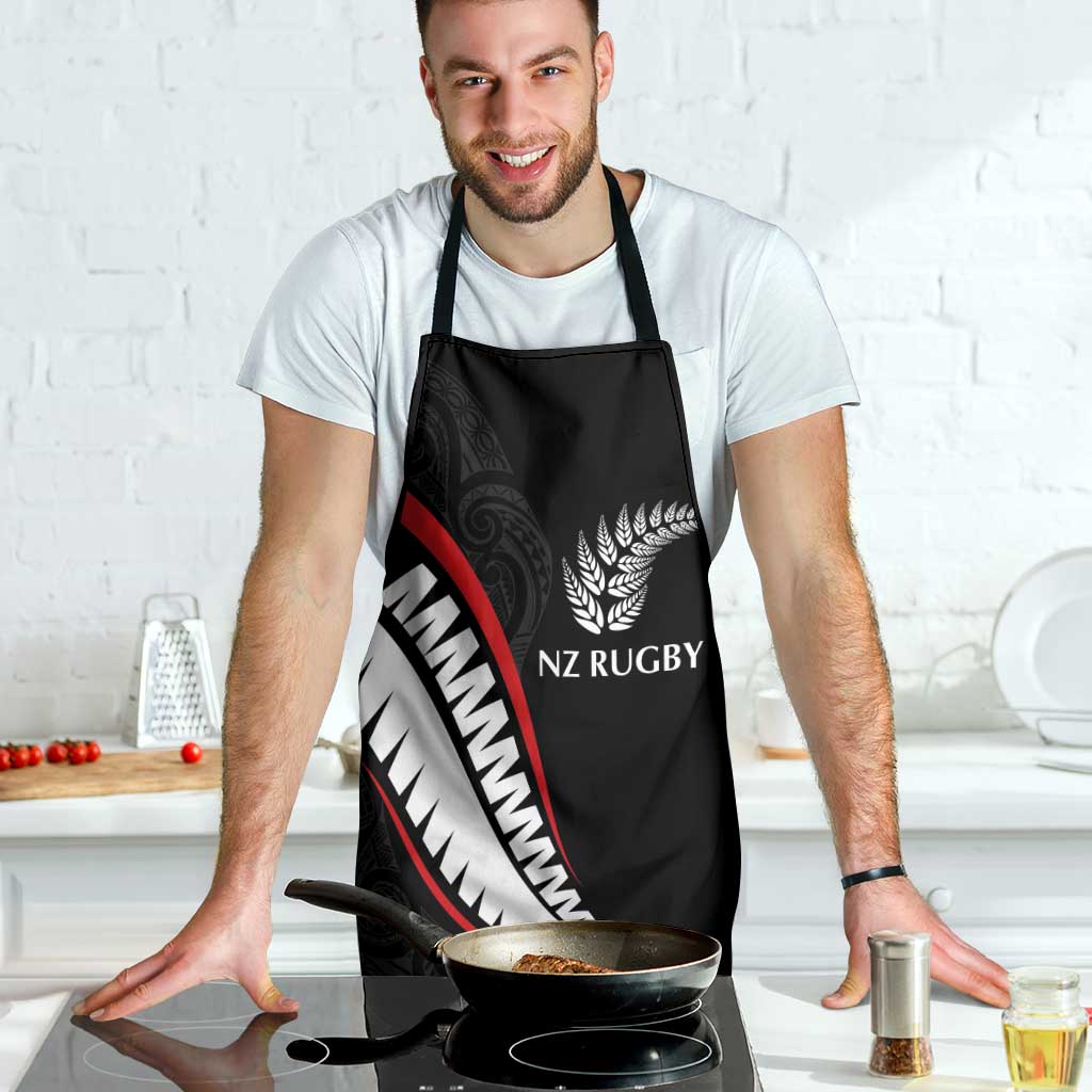 New Zealand Rugby Apron Sporty Silver Fern Shape with Maori Tattoos - Polynesian Pride