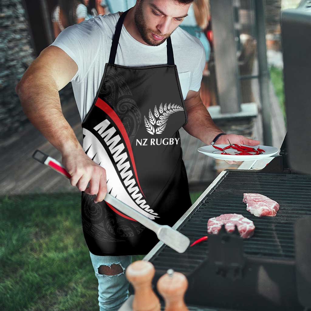 New Zealand Rugby Apron Sporty Silver Fern Shape with Maori Tattoos - Polynesian Pride