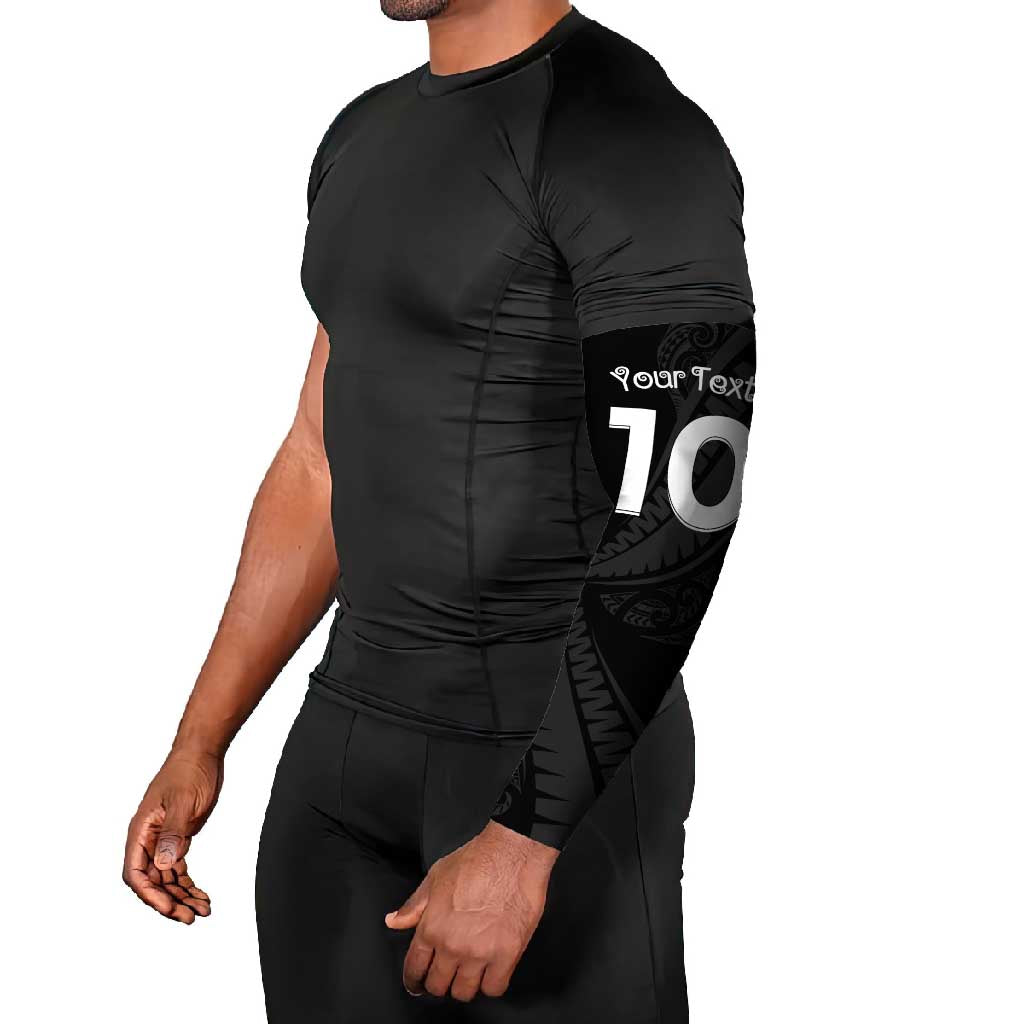 New Zealand Rugby Custom Arm Sleeves Sporty Silver Fern Shape with Maori Tattoos LT03 - Polynesian Pride