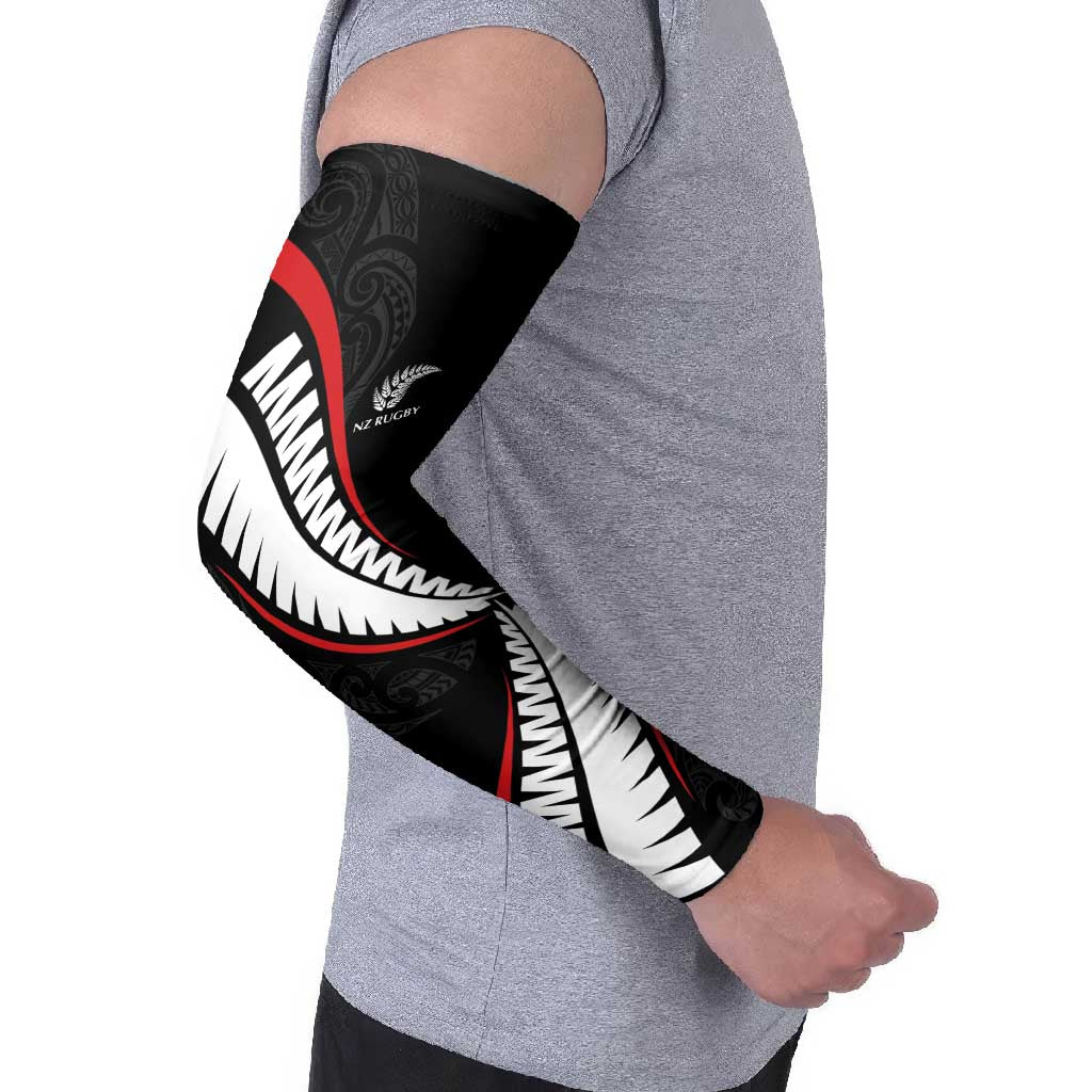 New Zealand Rugby Custom Arm Sleeves Sporty Silver Fern Shape with Maori Tattoos LT03 - Polynesian Pride