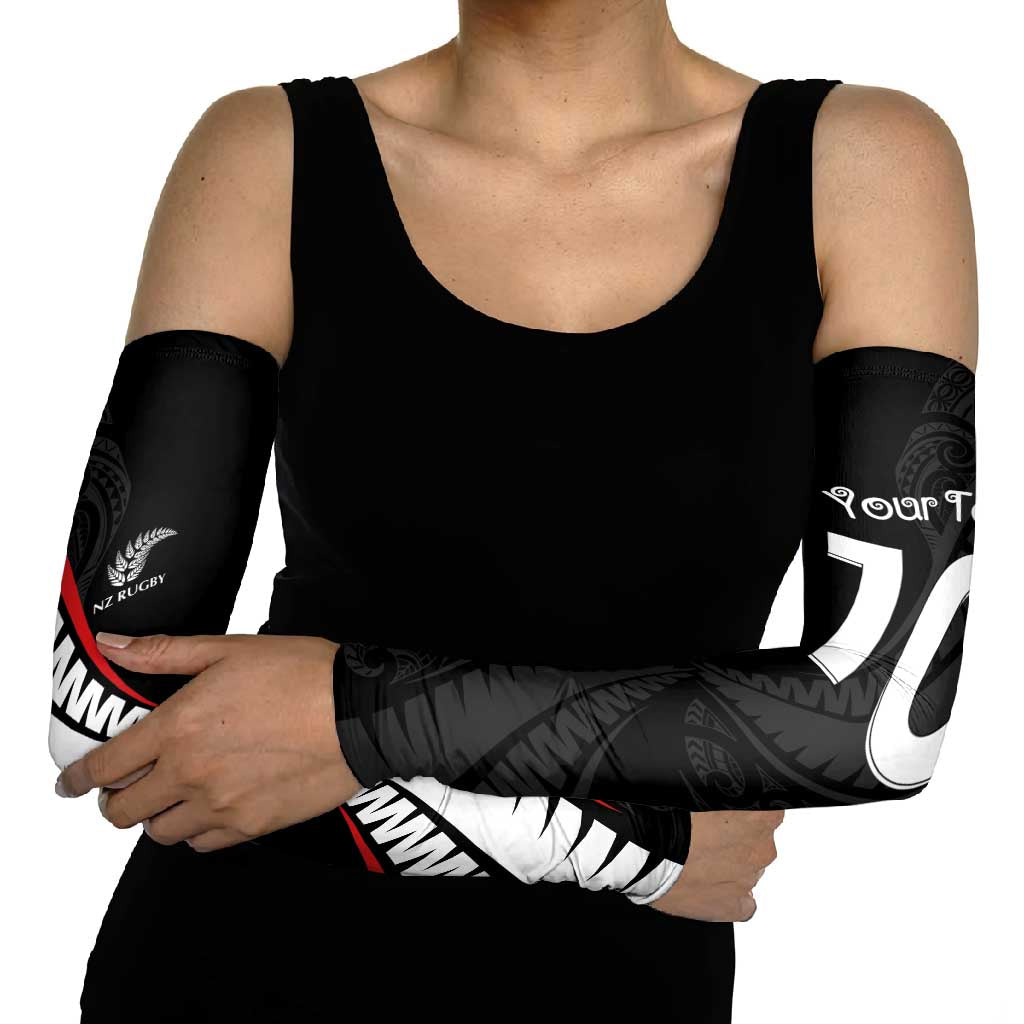New Zealand Rugby Custom Arm Sleeves Sporty Silver Fern Shape with Maori Tattoos LT03 - Polynesian Pride