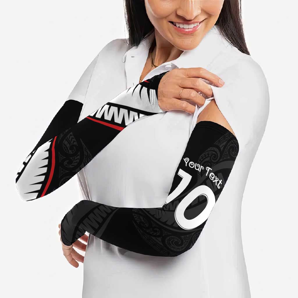 New Zealand Rugby Custom Arm Sleeves Sporty Silver Fern Shape with Maori Tattoos LT03 - Polynesian Pride