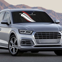 New Zealand Rugby Auto Sun Shade Sporty Silver Fern Shape with Maori Tattoos - Polynesian Pride