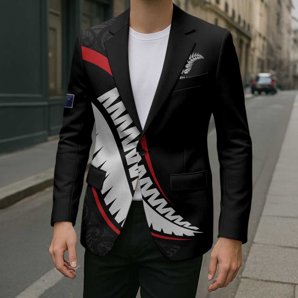 New Zealand Rugby Custom Blazer Sporty Silver Fern Shape with Maori Tattoos - Polynesian Pride
