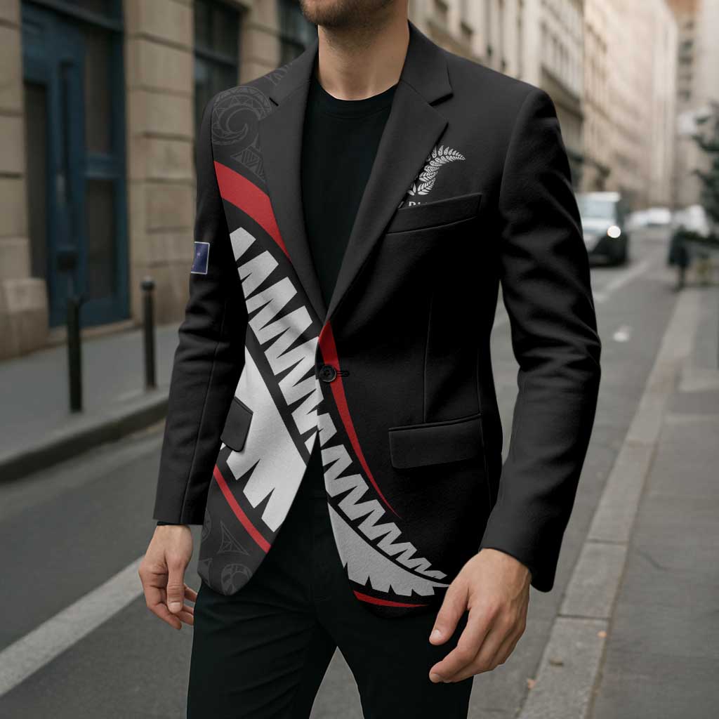 New Zealand Rugby Custom Blazer Sporty Silver Fern Shape with Maori Tattoos - Polynesian Pride