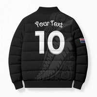 New Zealand Rugby Custom Bomber Puffer Jacket Sporty Silver Fern Shape with Maori Tattoos - Polynesian Pride
