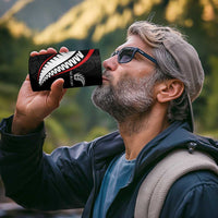 New Zealand Rugby Custom 4 in 1 Can Cooler Tumbler Sporty Silver Fern Shape with Maori Tattoos - Polynesian Pride