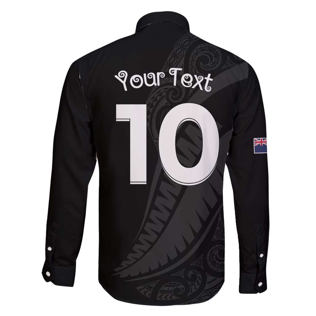 New Zealand Rugby Custom Family Matching Long Sleeve Bodycon Dress and Hawaiian Shirt Sporty Silver Fern Shape with Maori Tattoos - Polynesian Pride