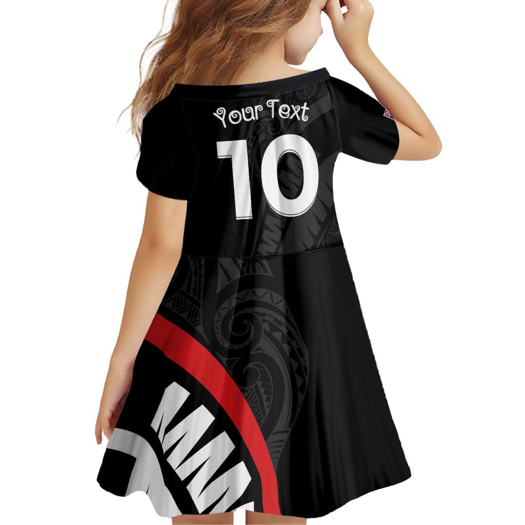 New Zealand Rugby Custom Family Matching Off Shoulder Short Dress and Hawaiian Shirt Sporty Silver Fern Shape with Maori Tattoos - Polynesian Pride