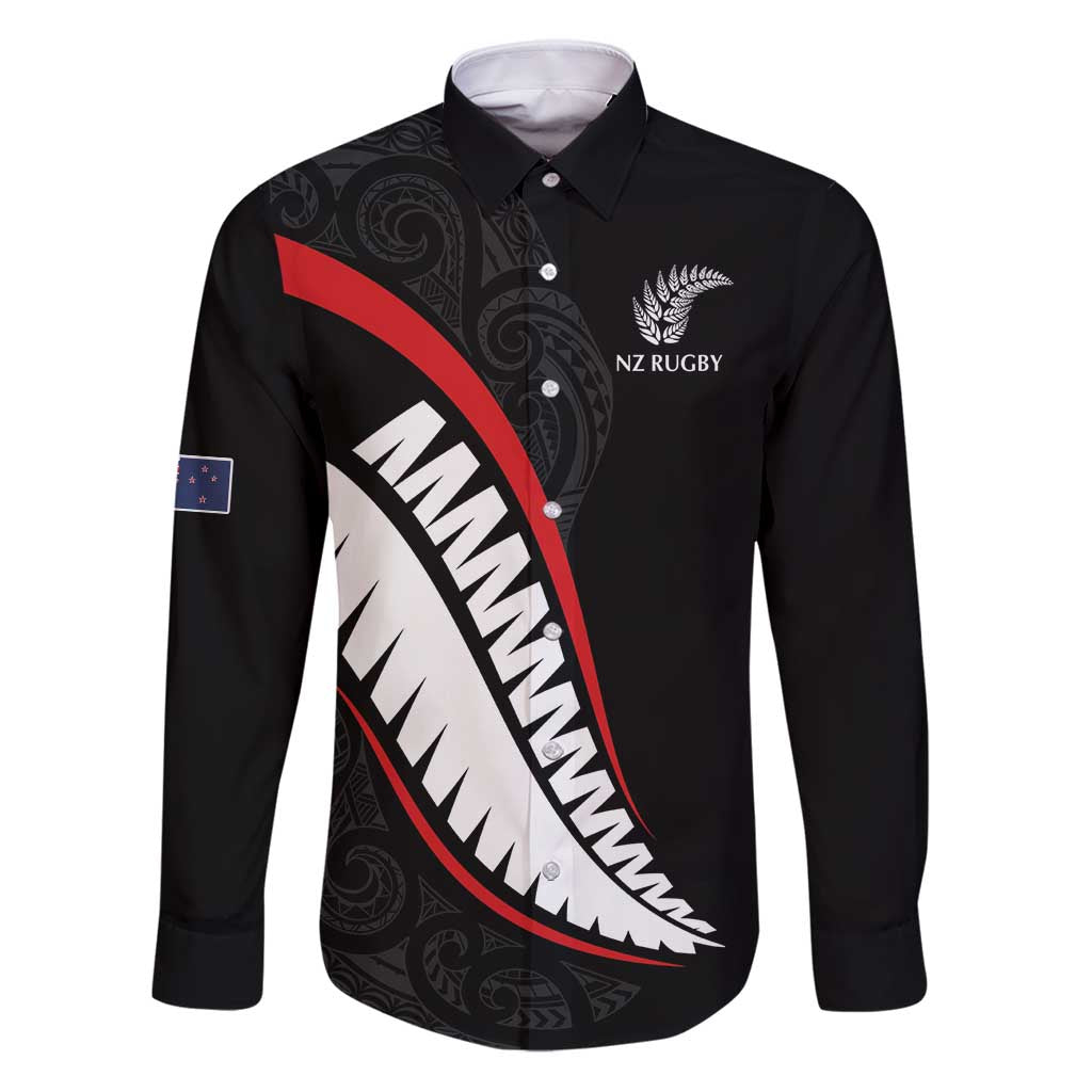 New Zealand Rugby Custom Family Matching Puletasi and Hawaiian Shirt Sporty Silver Fern Shape with Maori Tattoos - Polynesian Pride