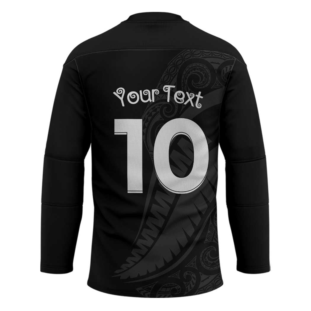 New Zealand Rugby Custom Hockey Jersey Sporty Silver Fern Shape with Maori Tattoos - Polynesian Pride