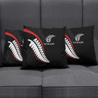New Zealand Rugby Pillow Cover Sporty Silver Fern Shape with Maori Tattoos - Polynesian Pride