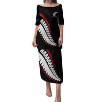 New Zealand Rugby Custom Puletasi Sporty Silver Fern Shape with Maori Tattoos - Polynesian Pride