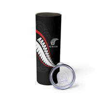 New Zealand Rugby Custom Skinny Tumbler Sporty Silver Fern Shape with Maori Tattoos - Polynesian Pride