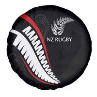 New Zealand Rugby Spare Tire Cover Sporty Silver Fern Shape with Maori Tattoos - Polynesian Pride