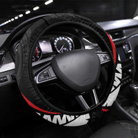 New Zealand Rugby Steering Wheel Cover Sporty Silver Fern Shape with Maori Tattoos - Polynesian Pride