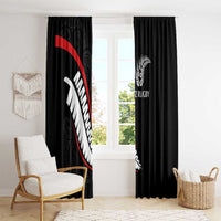 New Zealand Rugby Window Curtain Sporty Silver Fern Shape with Maori Tattoos - Polynesian Pride
