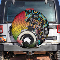 Vanuatu and Australia Together Spare Tire Cover Kangaroo with Pig Tusk Indigenous Pattern LT03 Black - Polynesian Pride