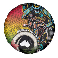 Vanuatu and Australia Together Spare Tire Cover Kangaroo with Pig Tusk Indigenous Pattern LT03 - Polynesian Pride