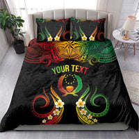 Personalised Pohnpei Independence Day Bedding Set Polynesian Tattoo and Plumeria Reggae Color