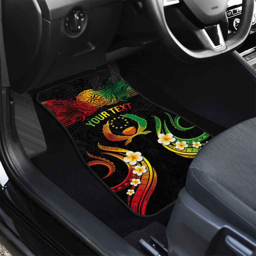 Personalised Pohnpei Independence Day Car Mats Polynesian Tattoo and Plumeria Reggae Color