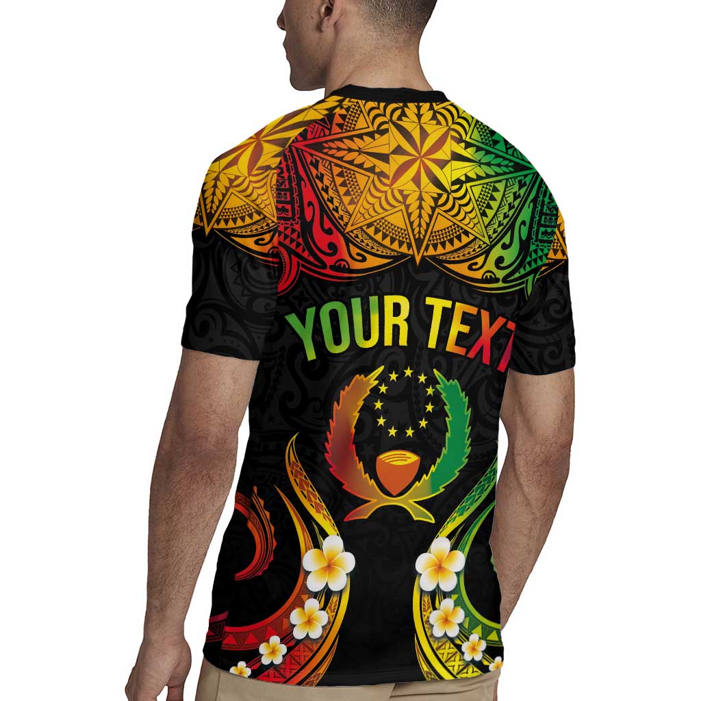 Personalised Pohnpei Independence Day Rugby Jersey Polynesian Tattoo and Plumeria Reggae Color