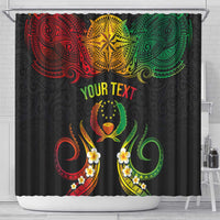 Personalised Pohnpei Independence Day Shower Curtain Polynesian Tattoo and Plumeria Reggae Color