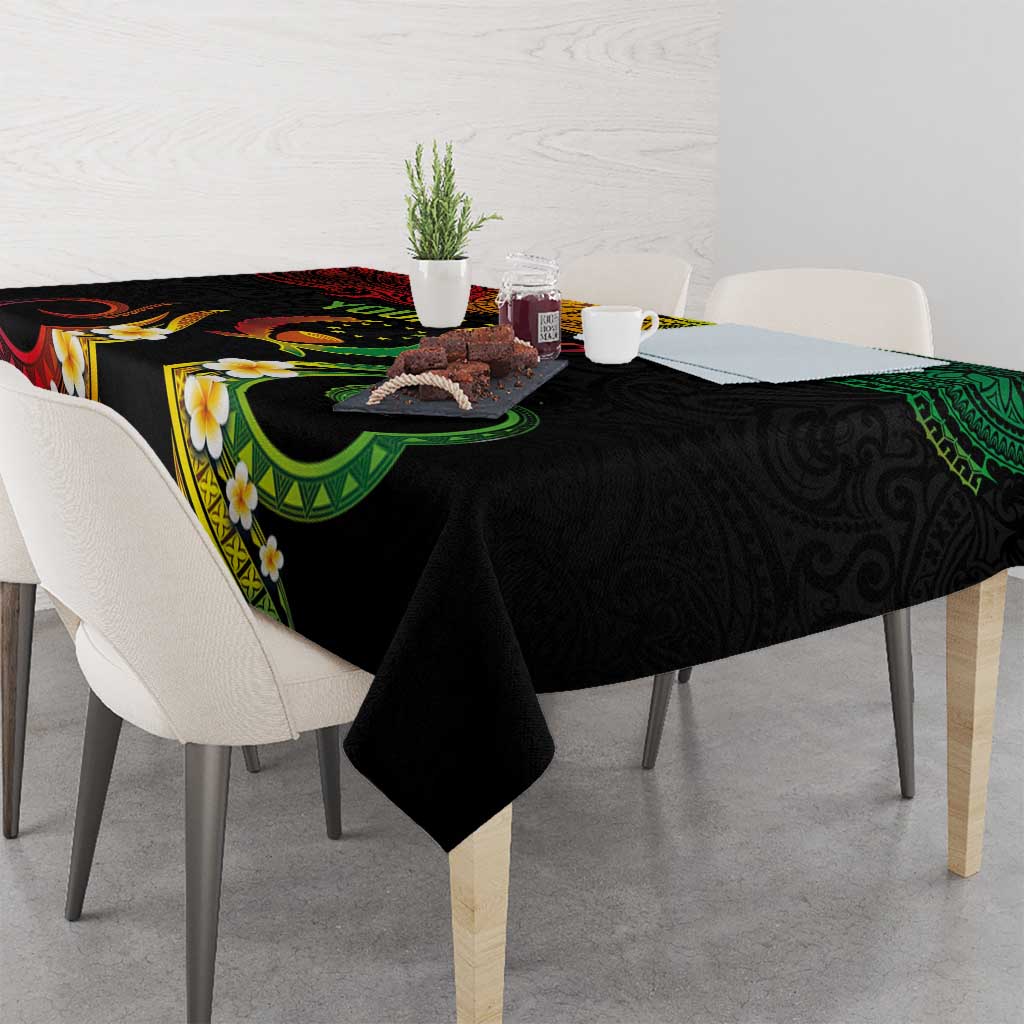 Personalised Pohnpei Independence Day Tablecloth Polynesian Tattoo and Plumeria Reggae Color