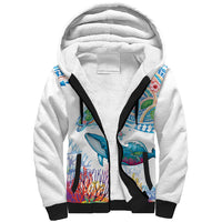 Hawaiian Turtles and Whales Sherpa Hoodie Polynesian Tropical Tattoo Ocean Style LT03 Unisex Multicolor - Polynesian Pride