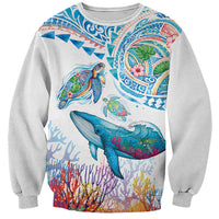 Hawaiian Turtles and Whales Sweatshirt Polynesian Tropical Tattoo Ocean Style LT03 Unisex Multicolor - Polynesian Pride