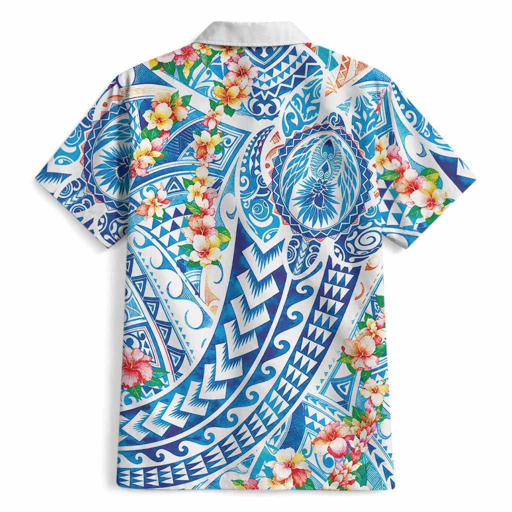 Hawaiian Turtle and Lei Hawaiian Shirt Tribal Kakau and Tropical Plants Human Heart LT03 - Polynesian Pride