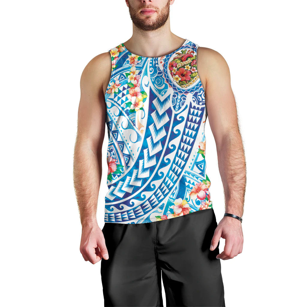 Hawaiian Turtle and Lei Men Tank Top Tribal Kakau and Tropical Plants Human Heart LT03 - Polynesian Pride