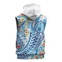 Hawaiian Turtle and Lei Sleeveless Hoodie Tribal Kakau and Tropical Plants Human Heart LT03 - Polynesian Pride