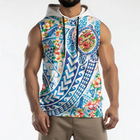 Hawaiian Turtle and Lei Sleeveless Hoodie Tribal Kakau and Tropical Plants Human Heart LT03 - Polynesian Pride