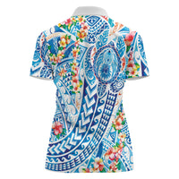Hawaiian Turtle and Lei Women Polo Shirt Tribal Kakau and Tropical Plants Human Heart LT03 - Polynesian Pride