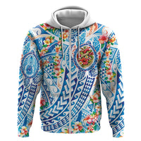 Hawaiian Turtle and Lei Zip Hoodie Tribal Kakau and Tropical Plants Human Heart LT03 Zip Hoodie Multicolor - Polynesian Pride