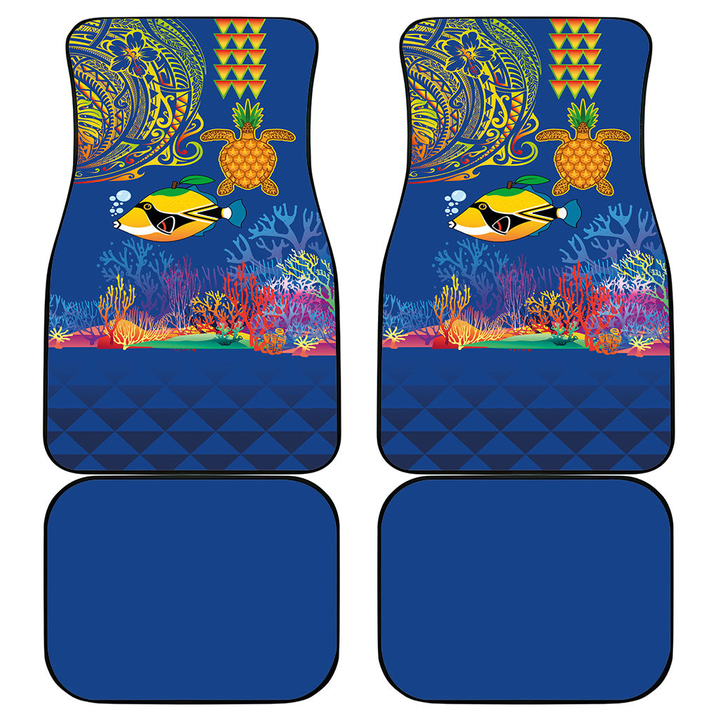 Hawaii Ocean Car Mats Pineapple Turtle and Mango Reef Triggerfish and Kakau Tattoo LT03 - Polynesian Pride