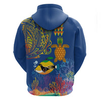 Hawaii Ocean Hoodie Pineapple Turtle and Mango Reef Triggerfish and Kakau Tattoo LT03 - Polynesian Pride