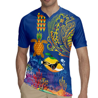 Hawaii Ocean Rugby Jersey Pineapple Turtle and Mango Reef Triggerfish and Kakau Tattoo LT03 - Polynesian Pride