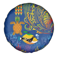 Hawaii Ocean Spare Tire Cover Pineapple Turtle and Mango Reef Triggerfish and Kakau Tattoo LT03 - Polynesian Pride