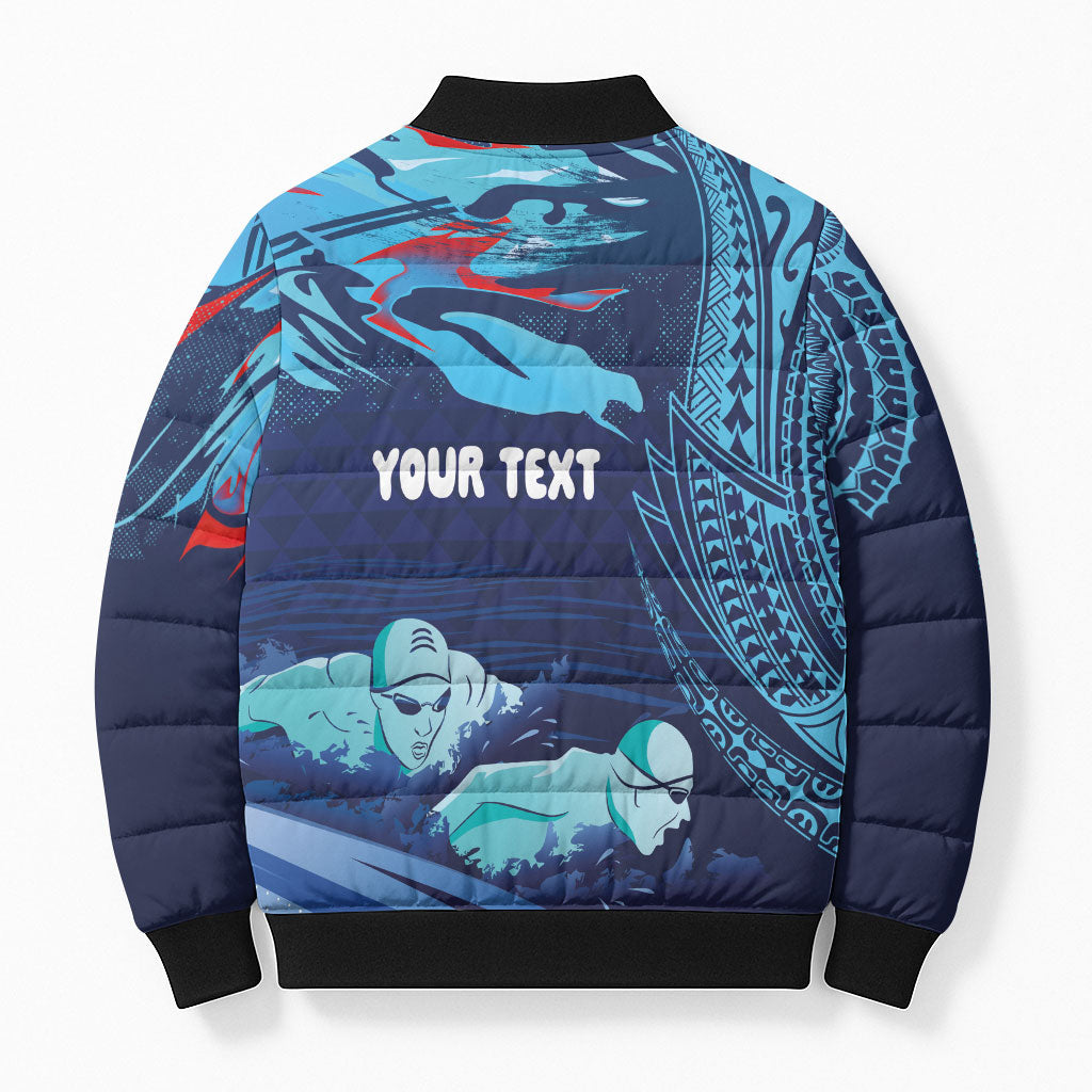Personalized Hawaii Swimming Bomber Puffer Jacket Tribal Sporty Style LT03 - Polynesian Pride