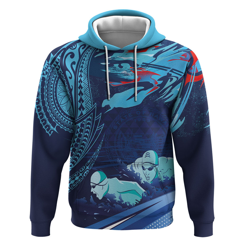 Personalized Hawaii Swimming Hoodie Tribal Sporty Style LT03 Pullover Hoodie Multicolor - Polynesian Pride