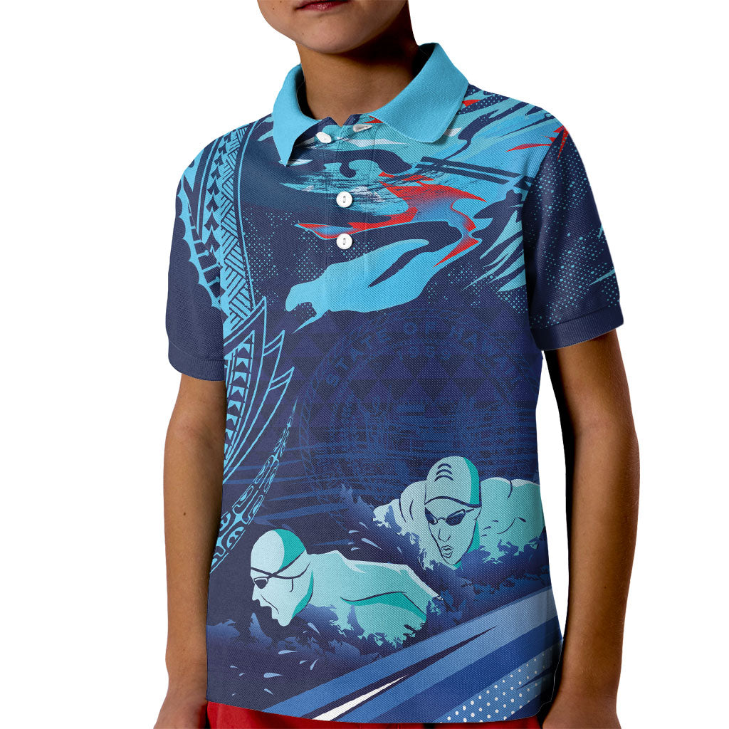 Personalized Hawaii Swimming Kid Polo Shirt Tribal Sporty Style LT03 Kid Multicolor - Polynesian Pride