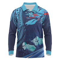Personalized Hawaii Swimming Long Sleeve Polo Shirt Tribal Sporty Style LT03 Multicolor - Polynesian Pride
