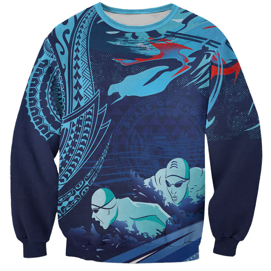 Personalized Hawaii Swimming Sweatshirt Tribal Sporty Style LT03 Unisex Multicolor - Polynesian Pride