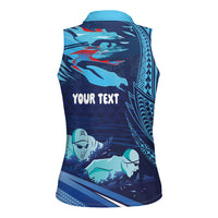Personalized Hawaii Swimming Women Sleeveless Polo Shirt Tribal Sporty Style LT03 - Polynesian Pride