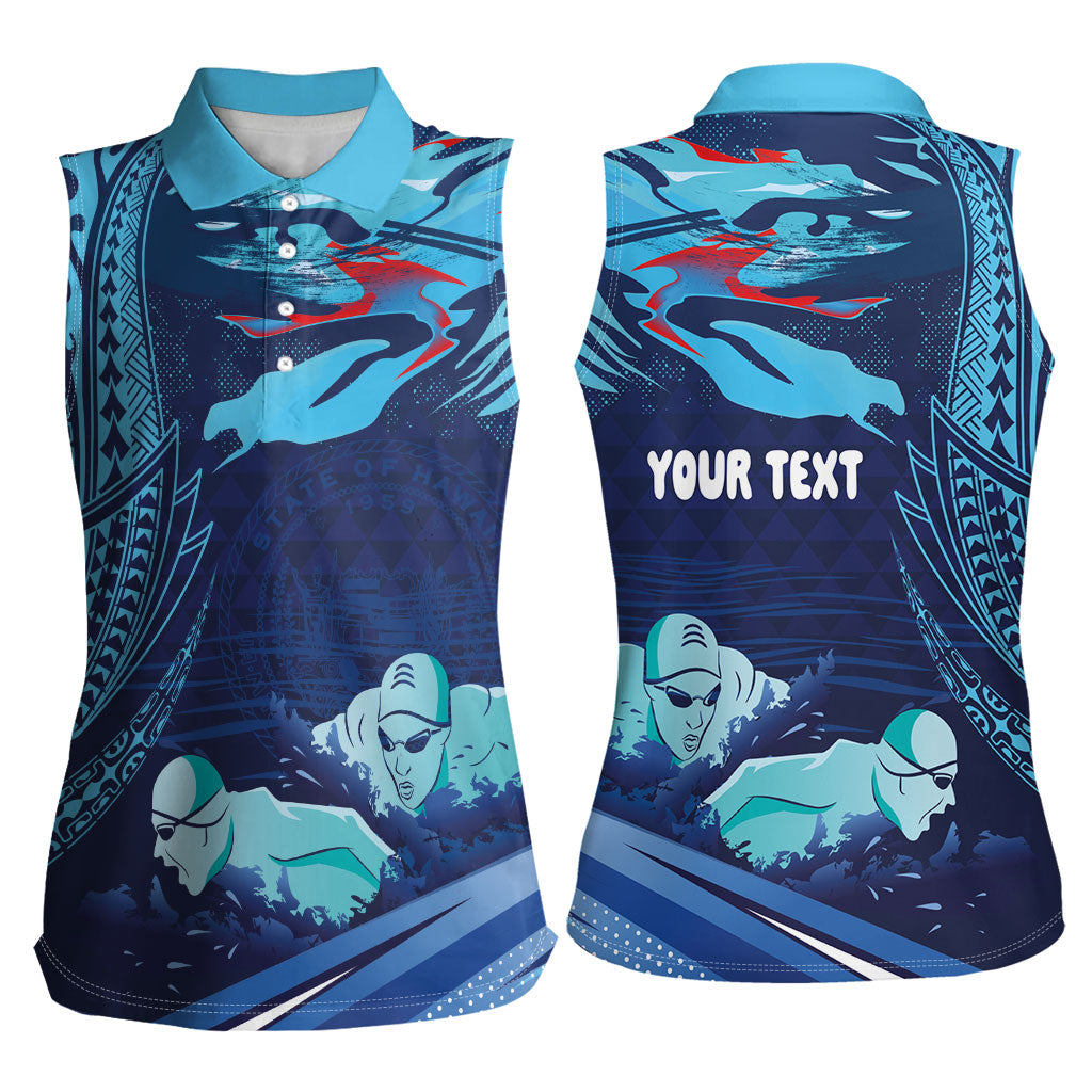 Personalized Hawaii Swimming Women Sleeveless Polo Shirt Tribal Sporty Style LT03 - Polynesian Pride